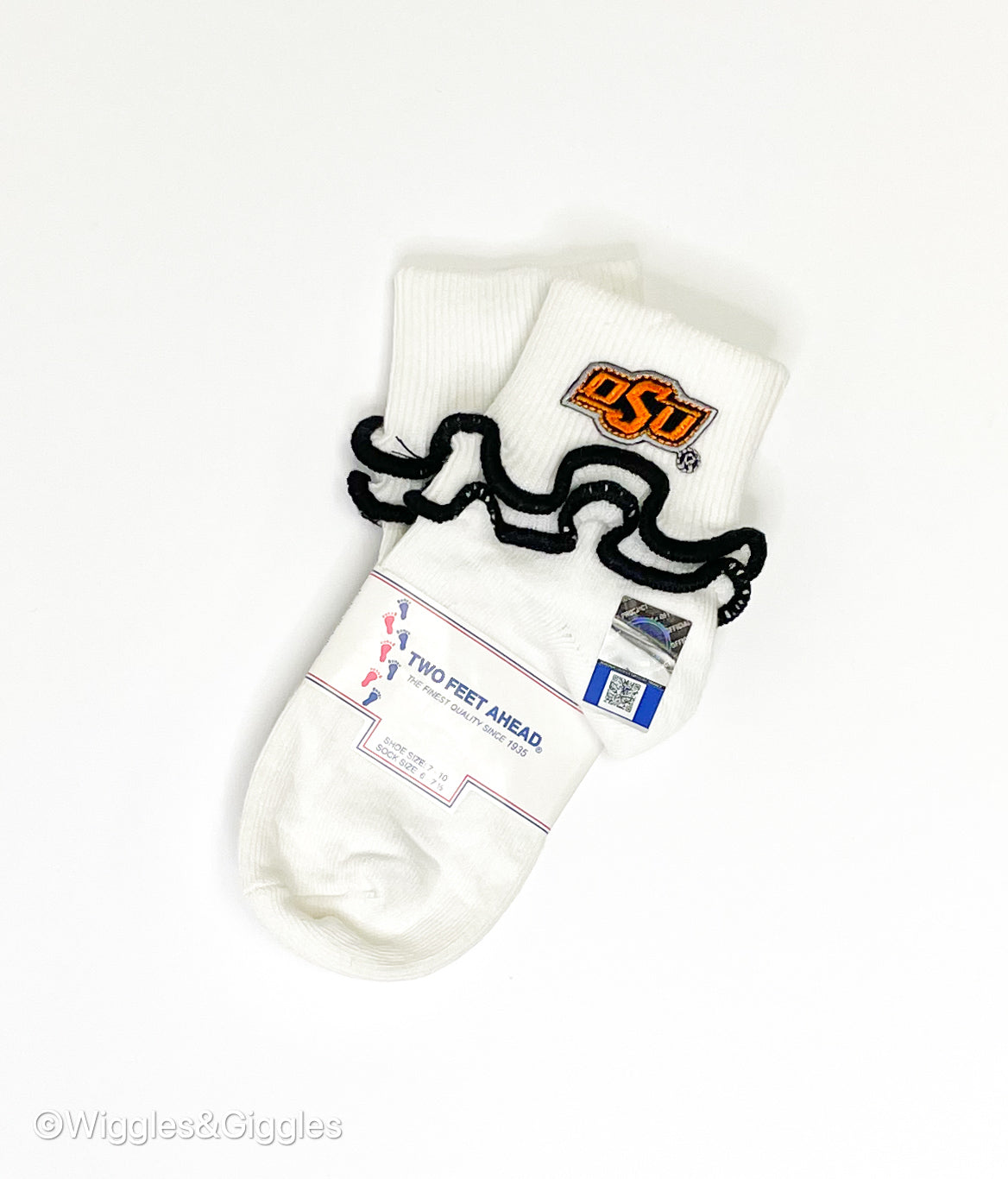 Ripple Edge Sock - White with Black Edge - OSU