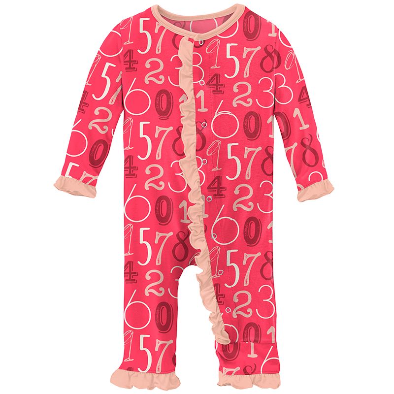 Print Classic Ruffle Coverall with Snaps - Taffy Math