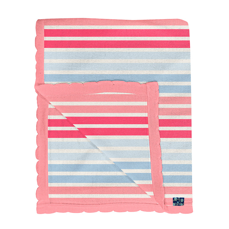 Print Knitted Stroller Blanket - Cotton Candy Stripe