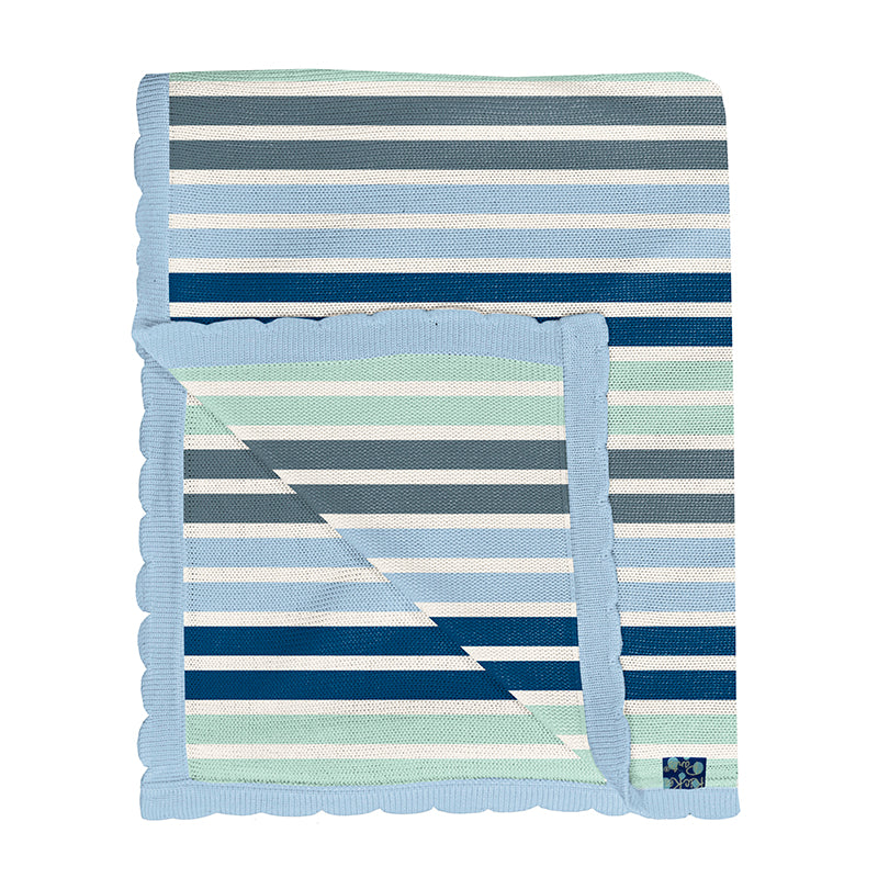 Print Knitted Stroller Blanket - Fairground Stripe