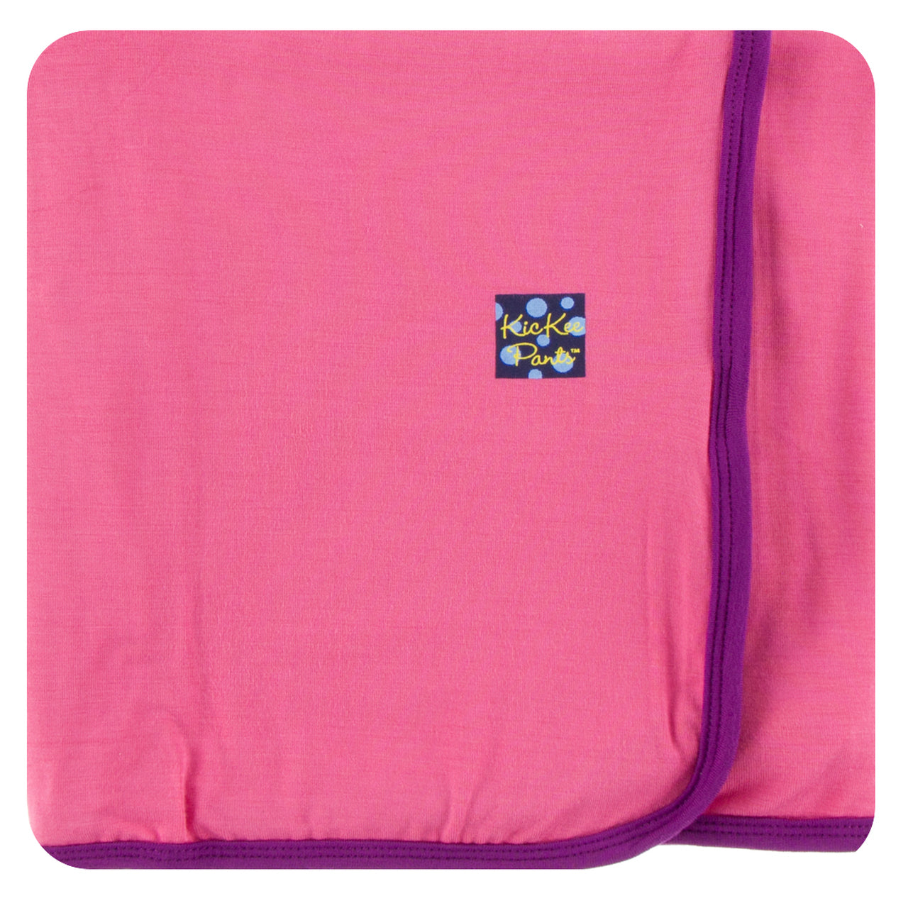 KicKee Pants Swaddling Blanket Solid Flamingo with Starfish Trim