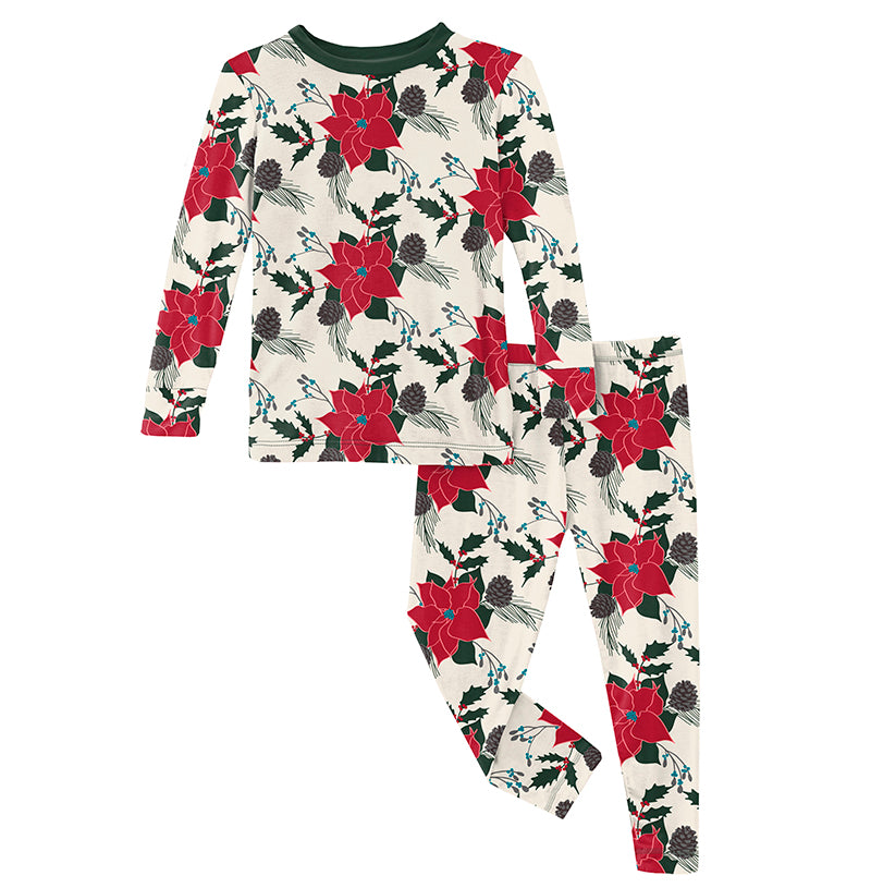 Print L/S Pajama Set - Christmas Floral