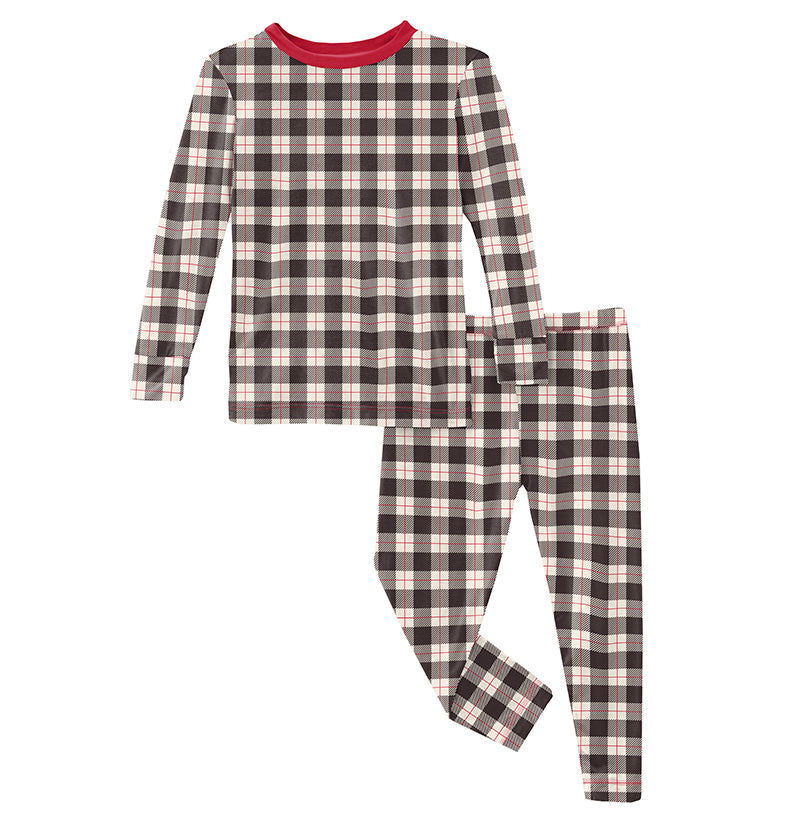 Print L/S Pajama Set - Midnight Holiday Plaid