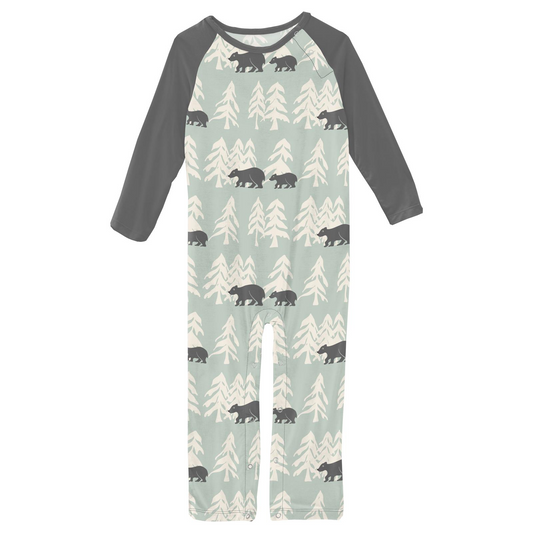 Aloe Bears and Trees Print L/S Raglan Romper