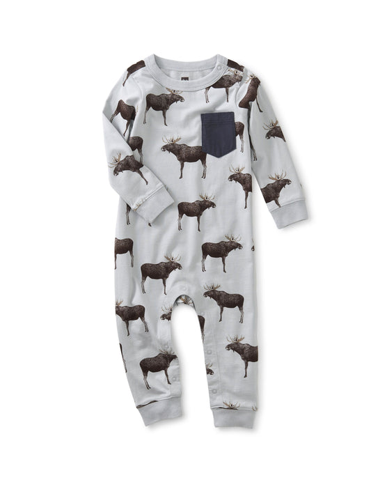 Long Sleeve Baby Romper - Moose Crossing
