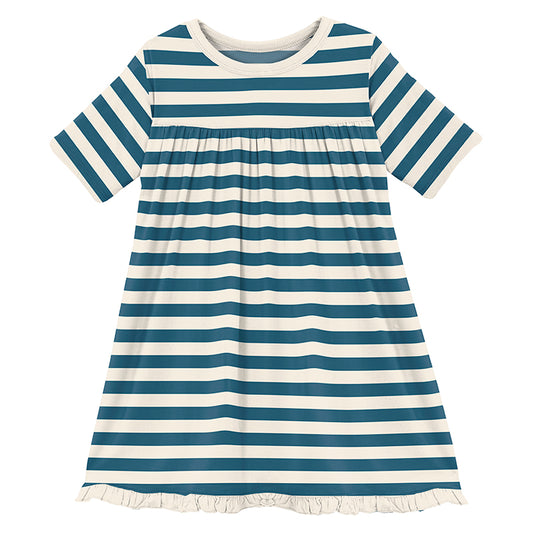 Classic Long Sleeve Swing Dress - Nautical Stripe