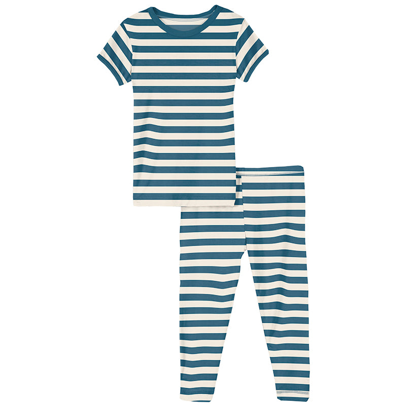 Print Short Sleeve Pajama Set - Nautical Stripe