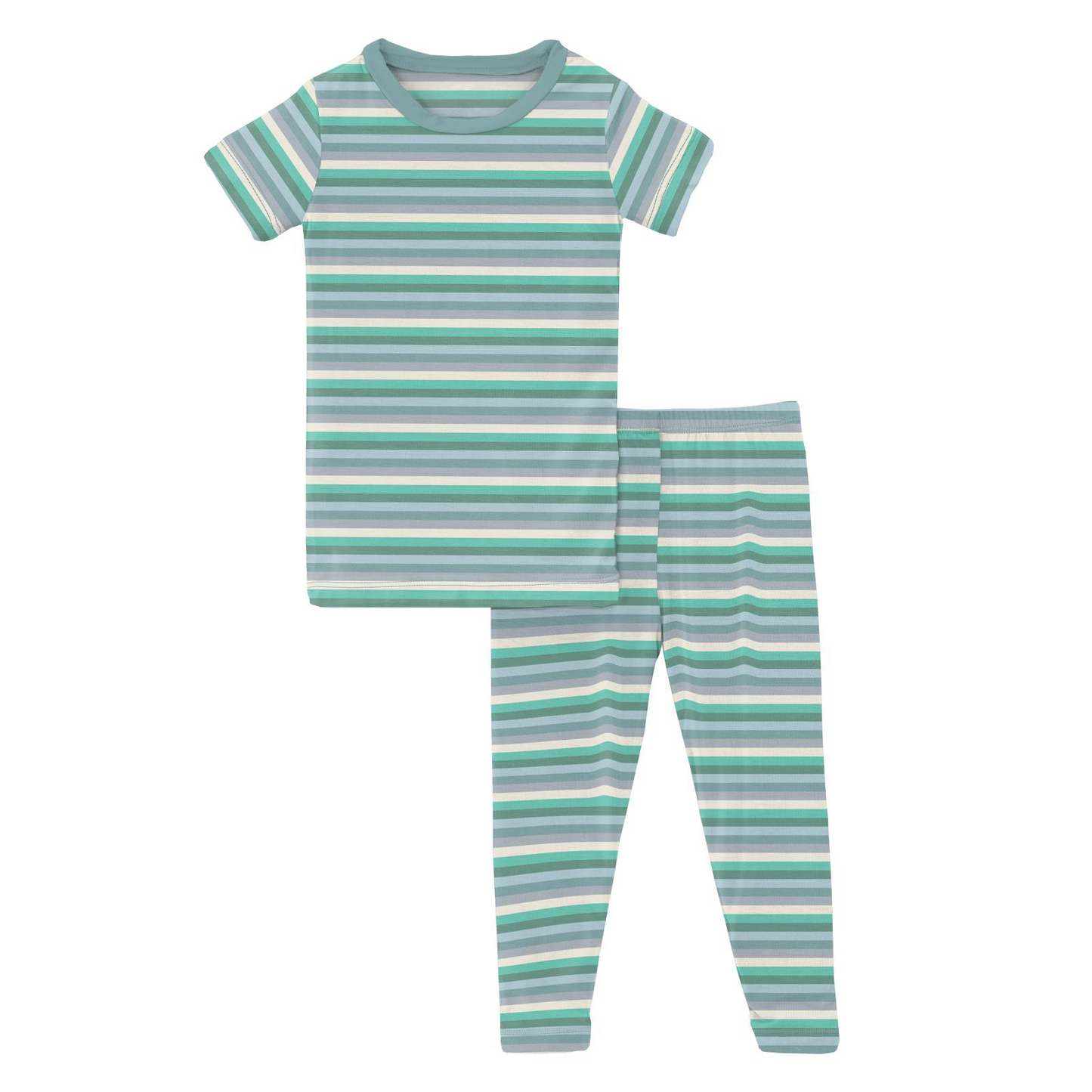 Print Short Sleeve Pajama Set in April Showers Stripe