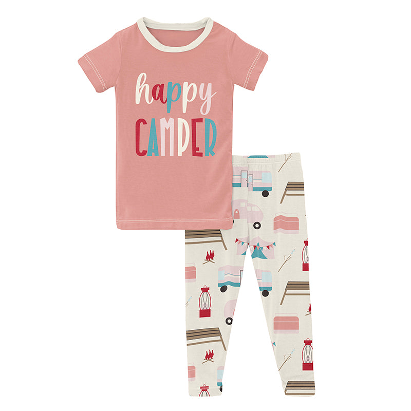 S/S Graphic Tee Pajama Set in Natural Camping