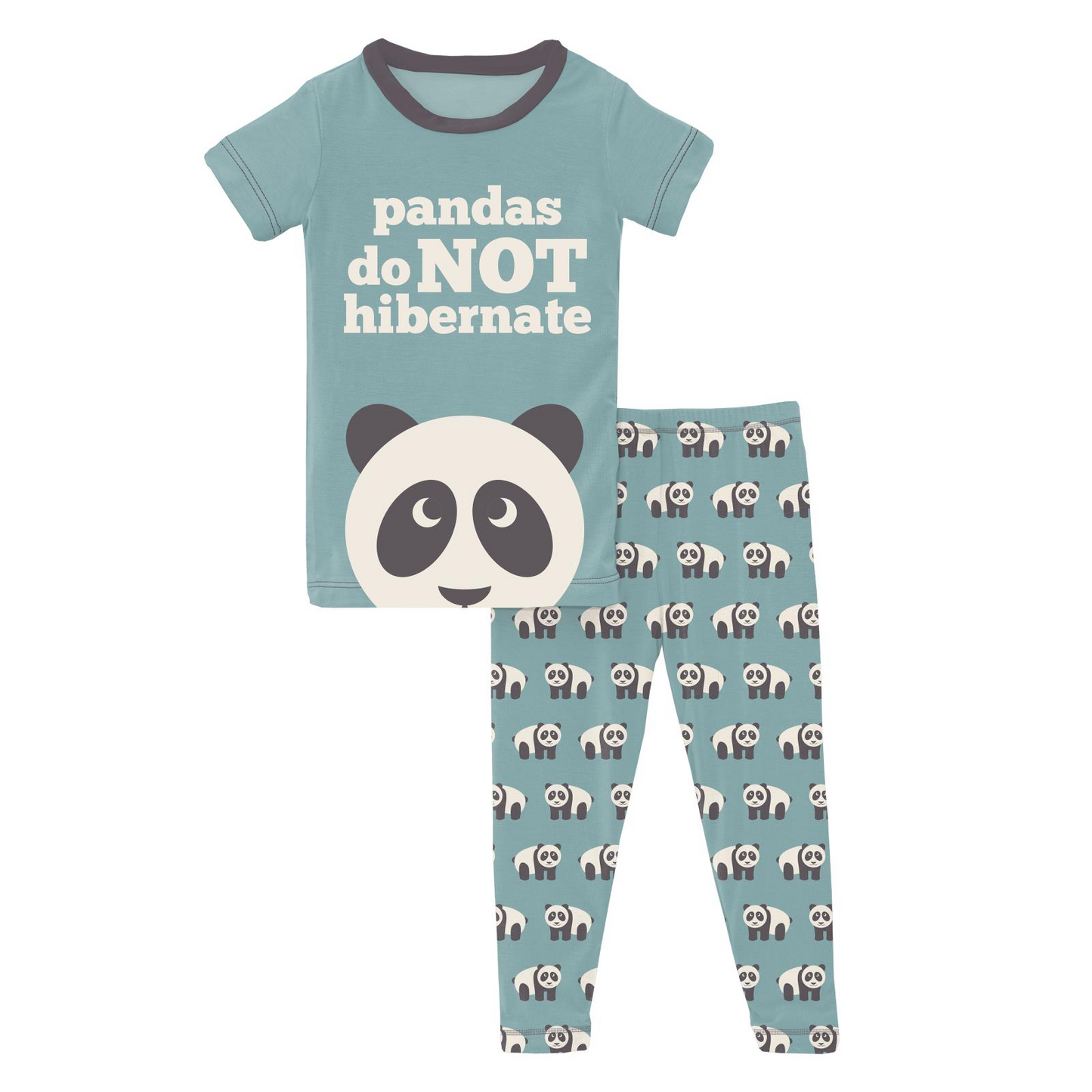 Jade Panda Short Sleeve Graphic Tee Pajama Set