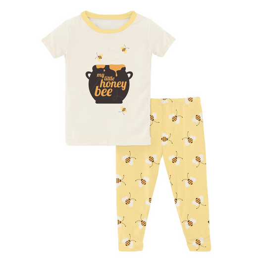 Wallaby Bees Short Sleeve Graphic Tee Pajama Set