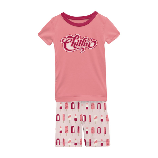 S/S Graphic Tee Pajama Set with Shorts in Macaroon Popsicles
