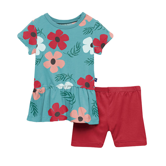 Print S/S Playtime Outfit Set in Glacier Wildflowers