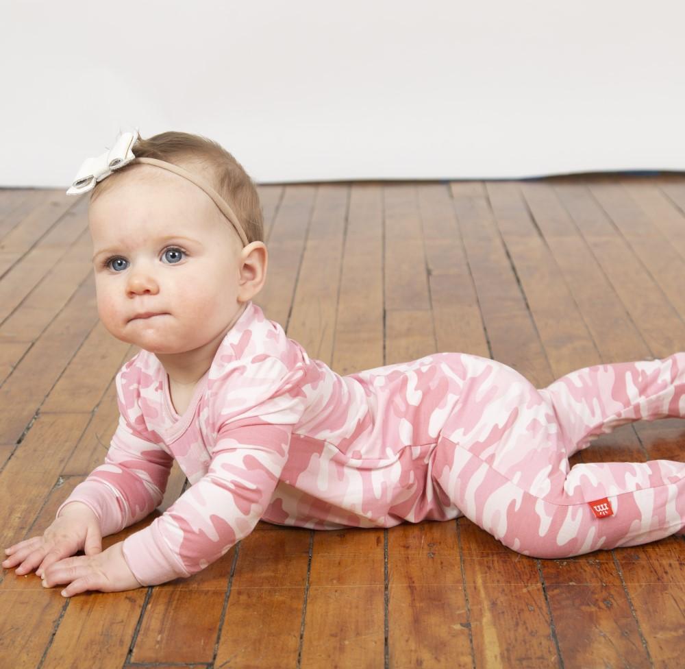 Modal Magnetic Footie - Pink Camo Chic