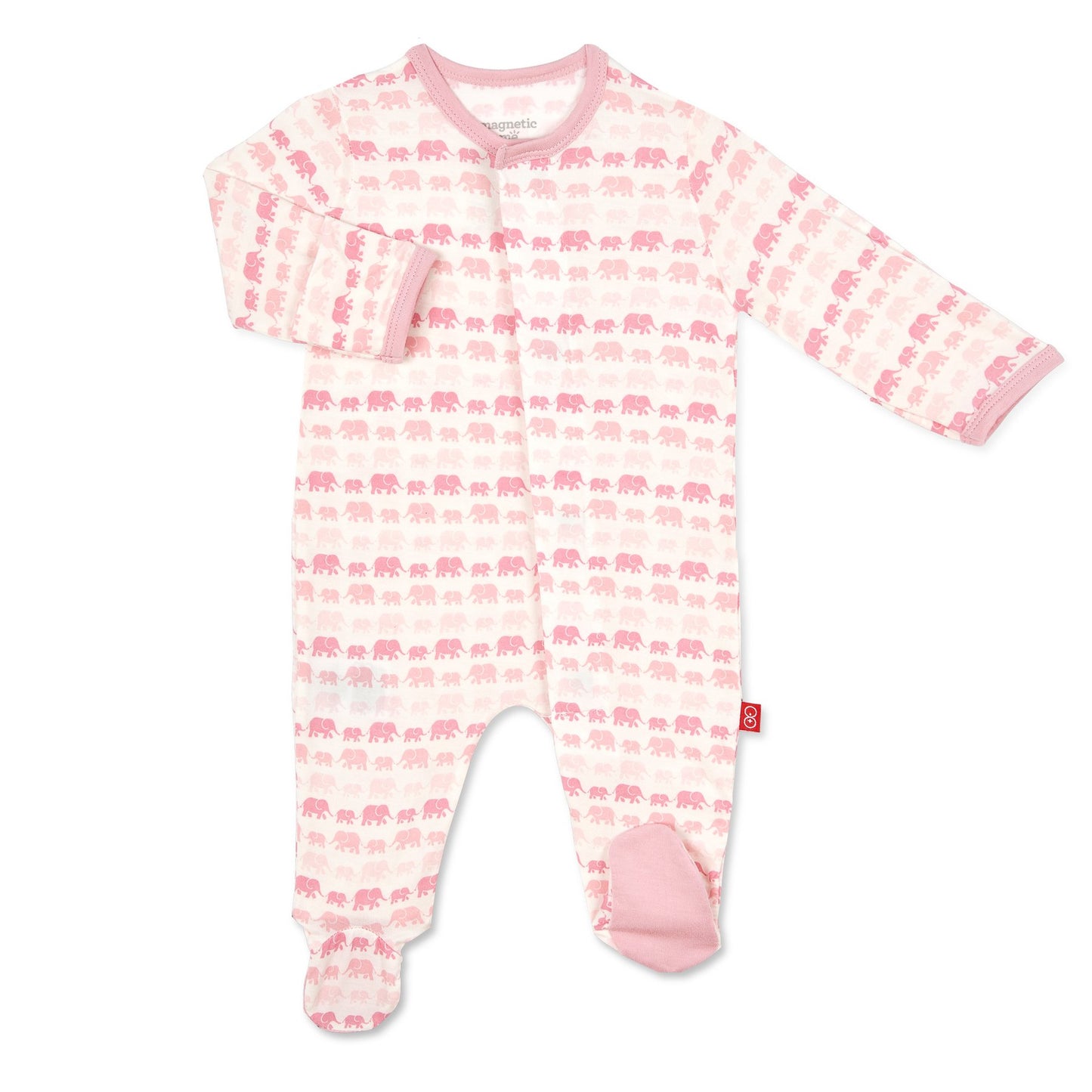 Modal Magnetic Footie - Pink Dancing Elephants