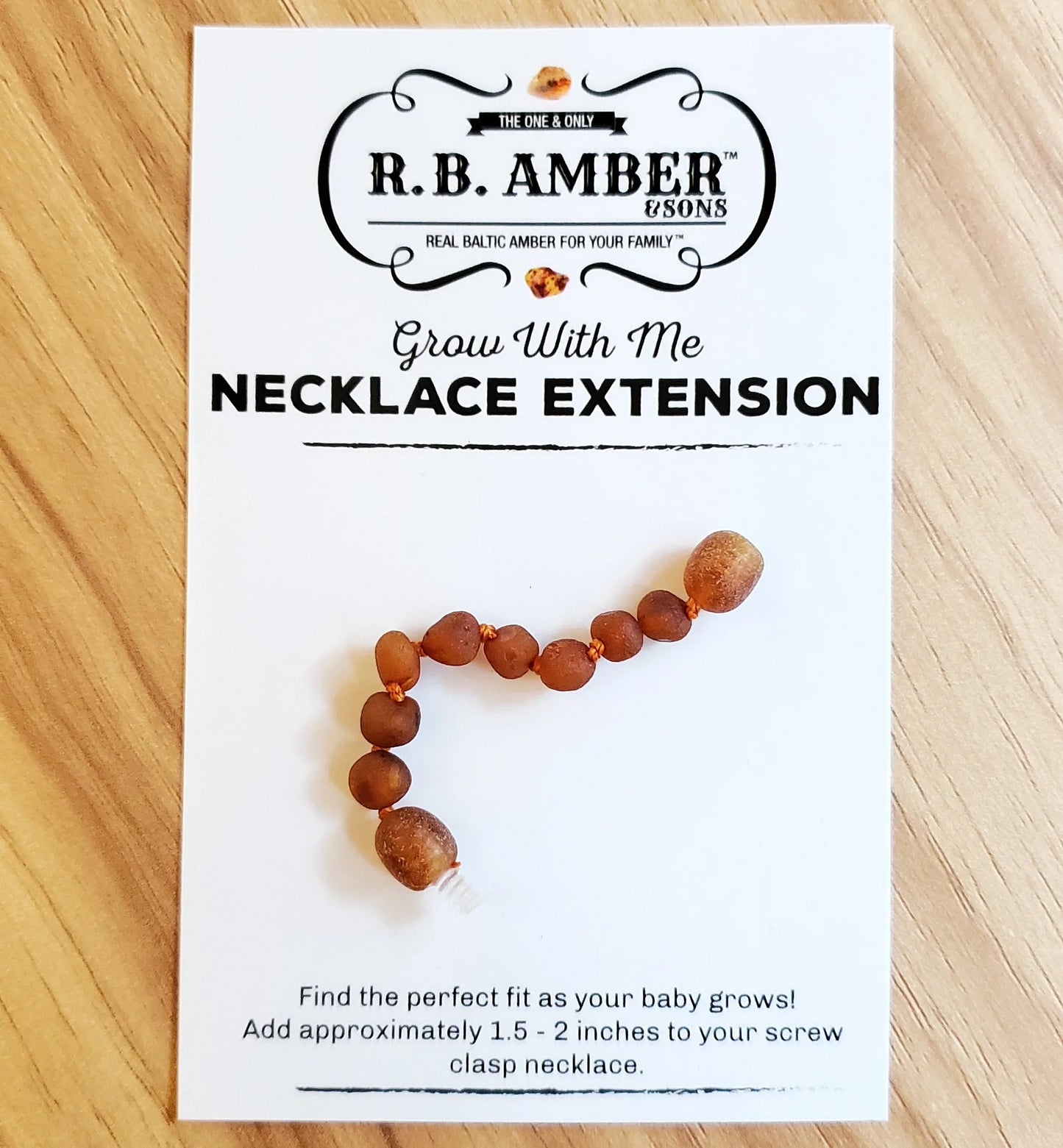 Raw Cognac Baltic Amber Jewelry Extender