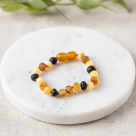 Raw Multi Baltic Amber Bracelet 5.5"