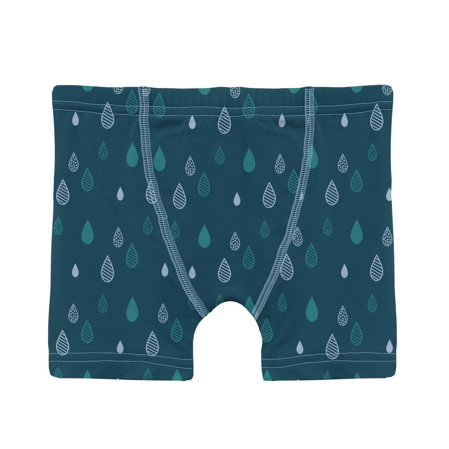 Peacock Raindrops Print Boy's Boxer Brief