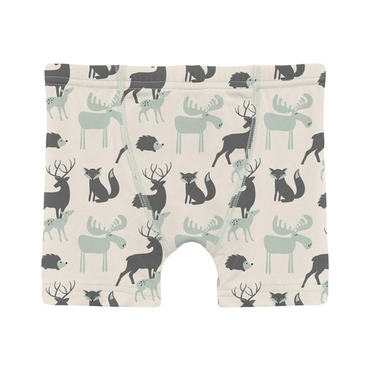 Natural Forest Animals Print Boy's Boxer Brief