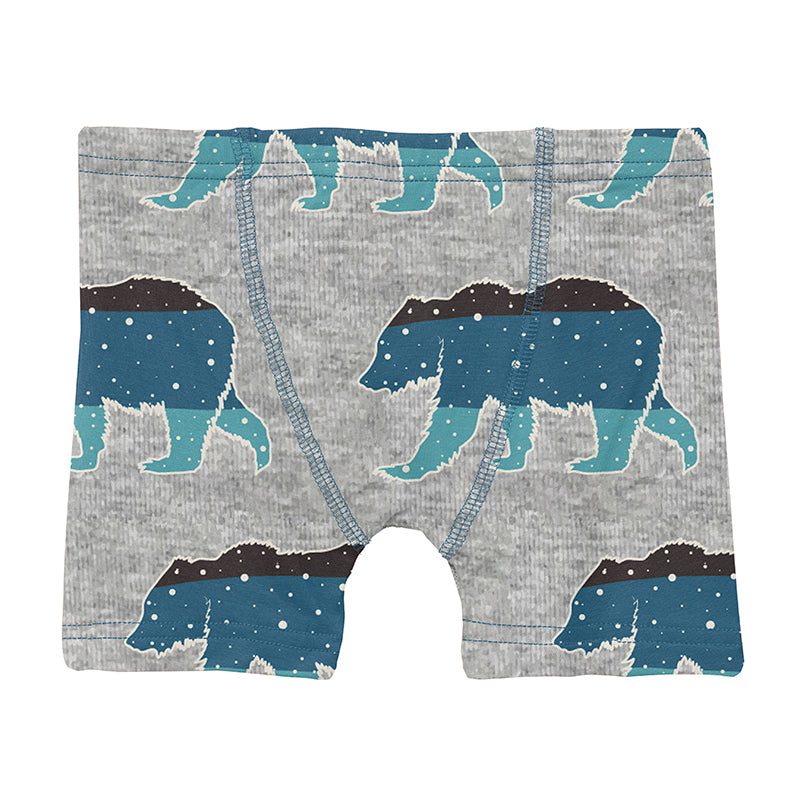 Print Boy's Boxer Brief in Heather Mist Night Sky Bear