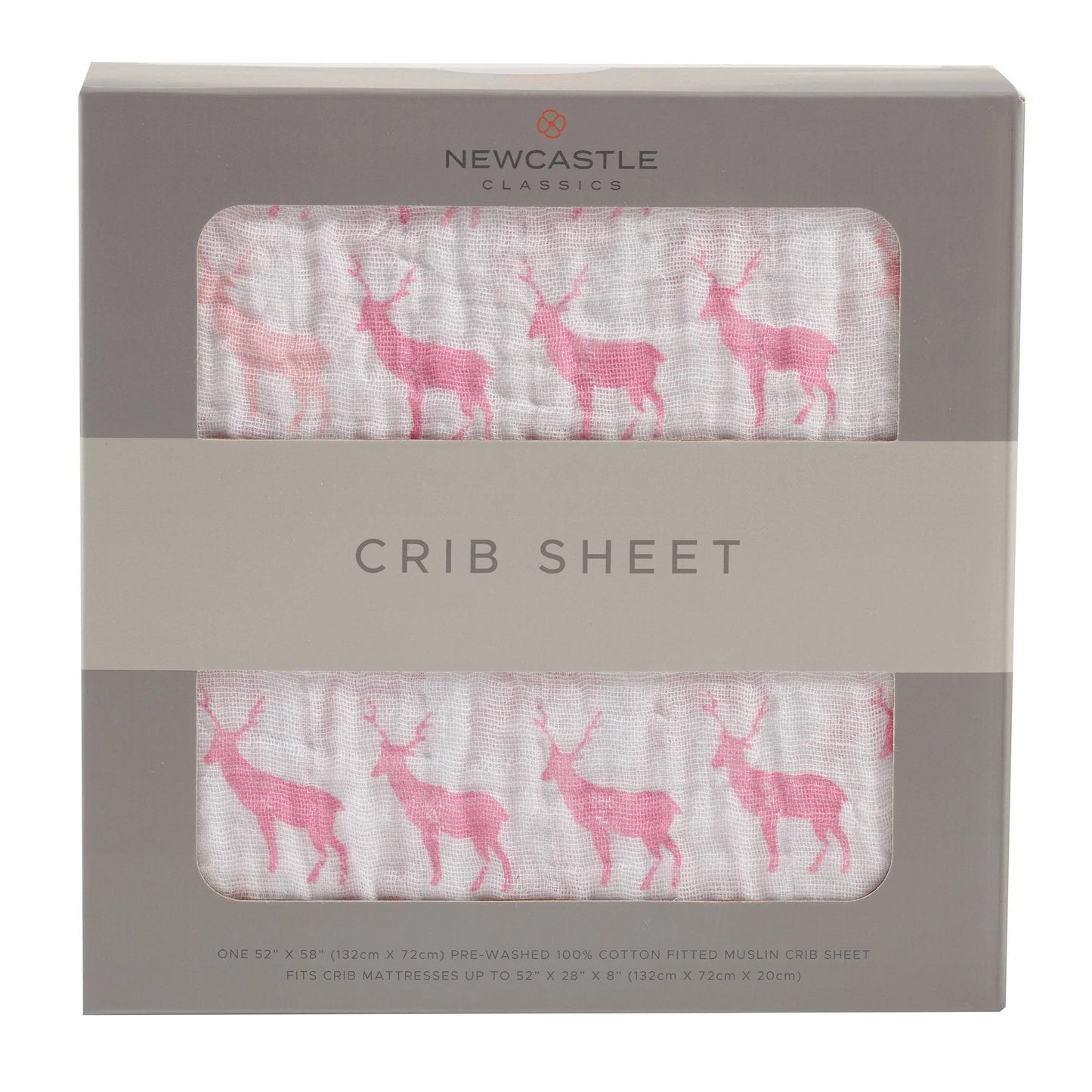 Pink Deer Cotton Muslin Crib Sheet
