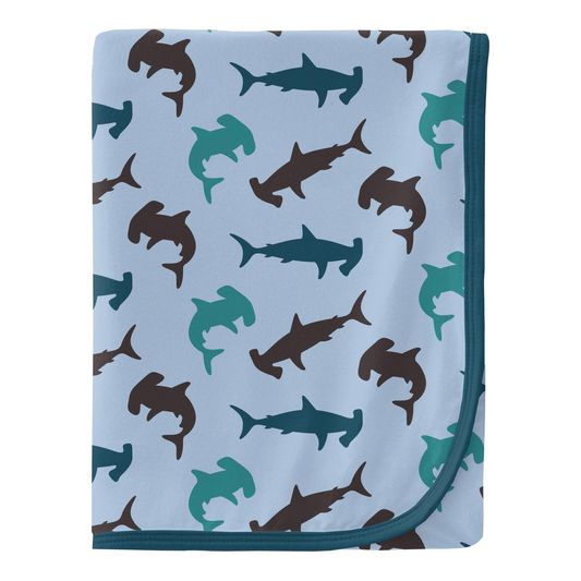 Pond Hammerhead Print Swaddling Blanket