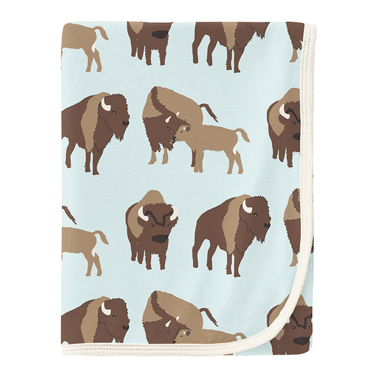 Print Swaddling Blanket in Fresh Air Bison