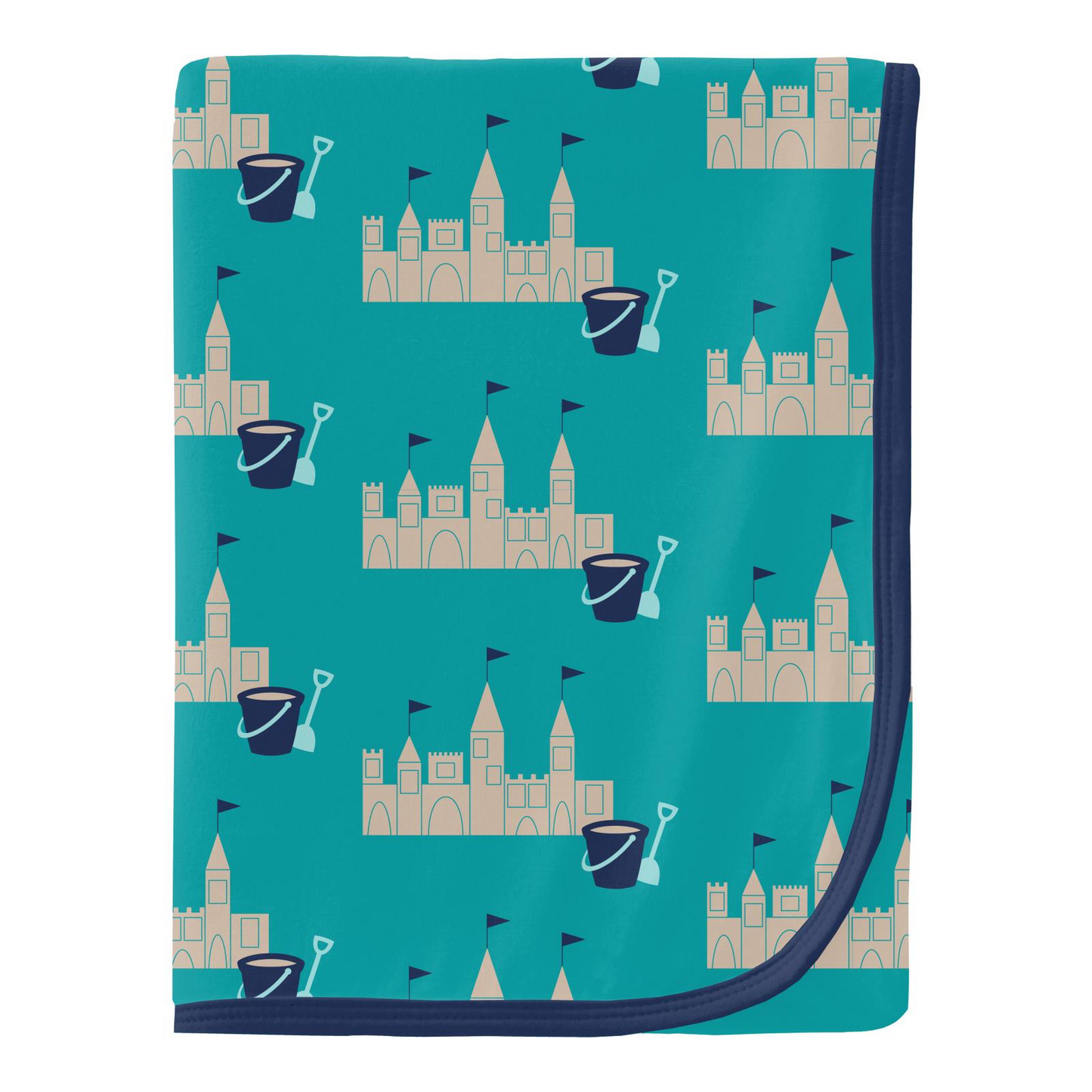 Print Swaddling Blanket in Neptune Sandcastles