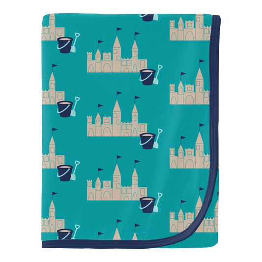 Print Swaddling Blanket in Neptune Sandcastles
