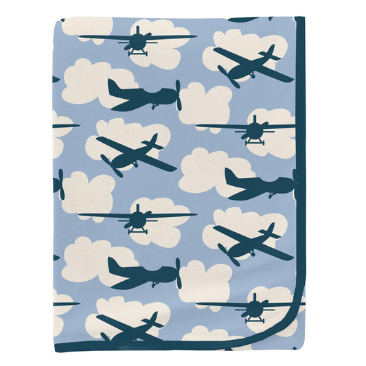 Pond Airplanes Print Swaddling Blanket