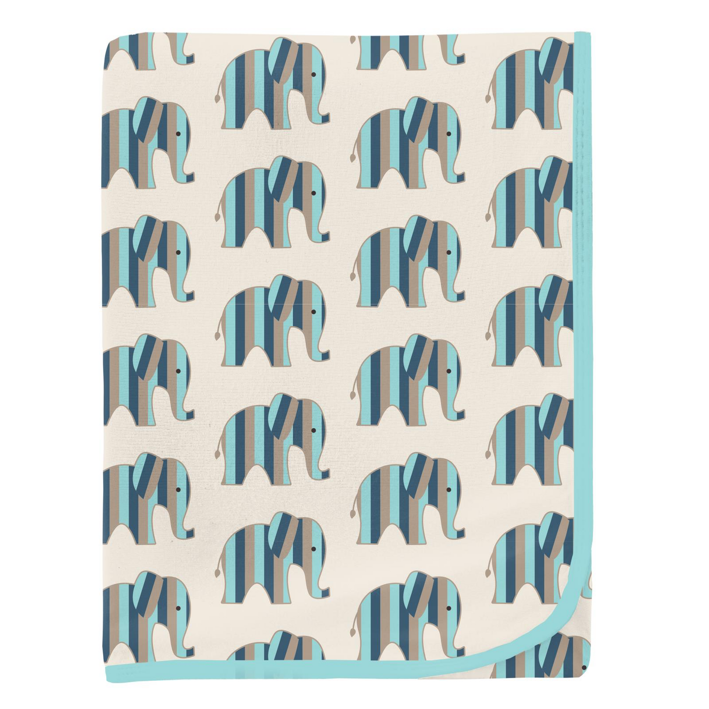 Natural Elephant Stripe Print Swaddling Blanket