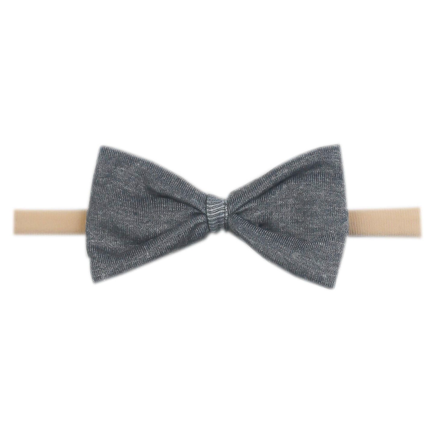 Copper Pearl Nylon Bowtie Headband - Slate