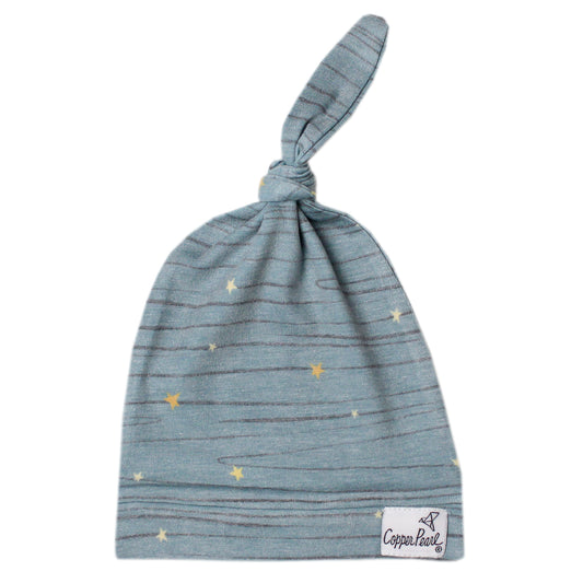 Copper Pearl Top Knot Hat 0-4mo - Starlight