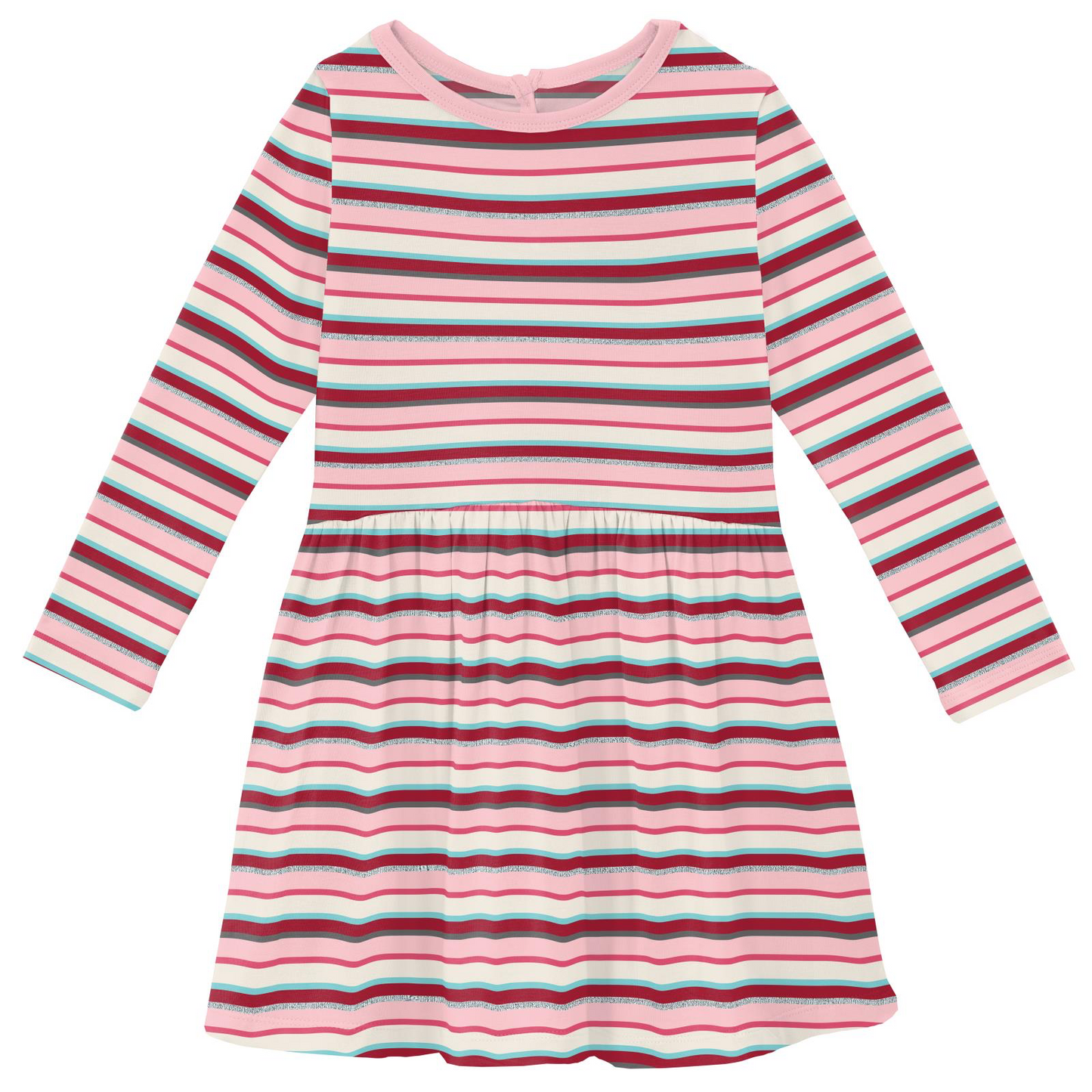 Anniversary Bobsled Stripe Print L/S Twirl Dress