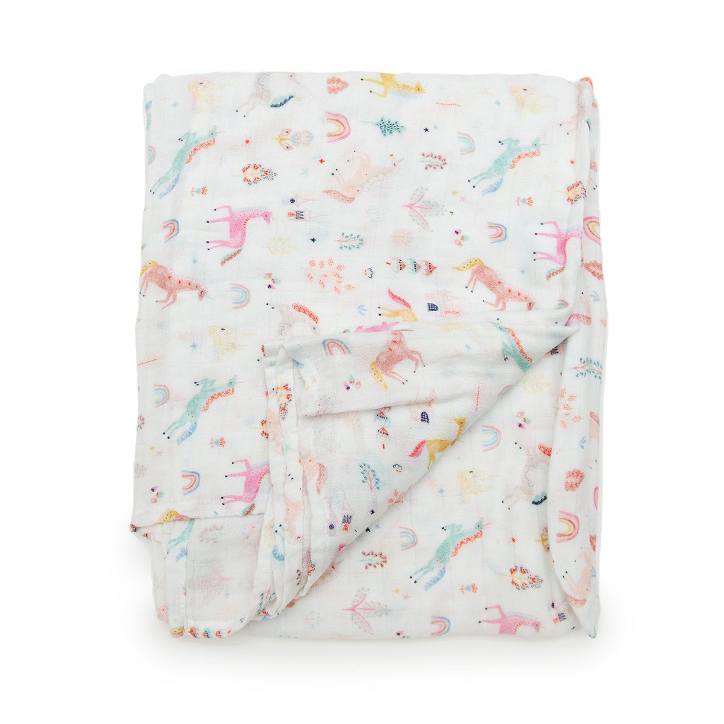 Loulou Lollipop Muslin Swaddle Blanket - Unicorn Dreams