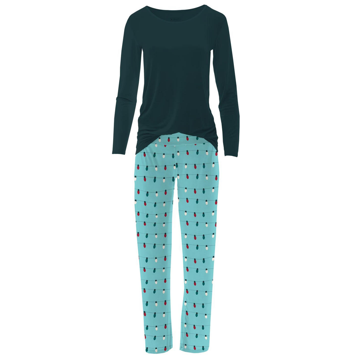Iceberg Holiday Lights Women's L/S Loosey Goosey Tee & Pajama Pants Set