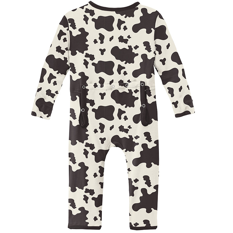 Print Coverall with Zipper - Cow Print