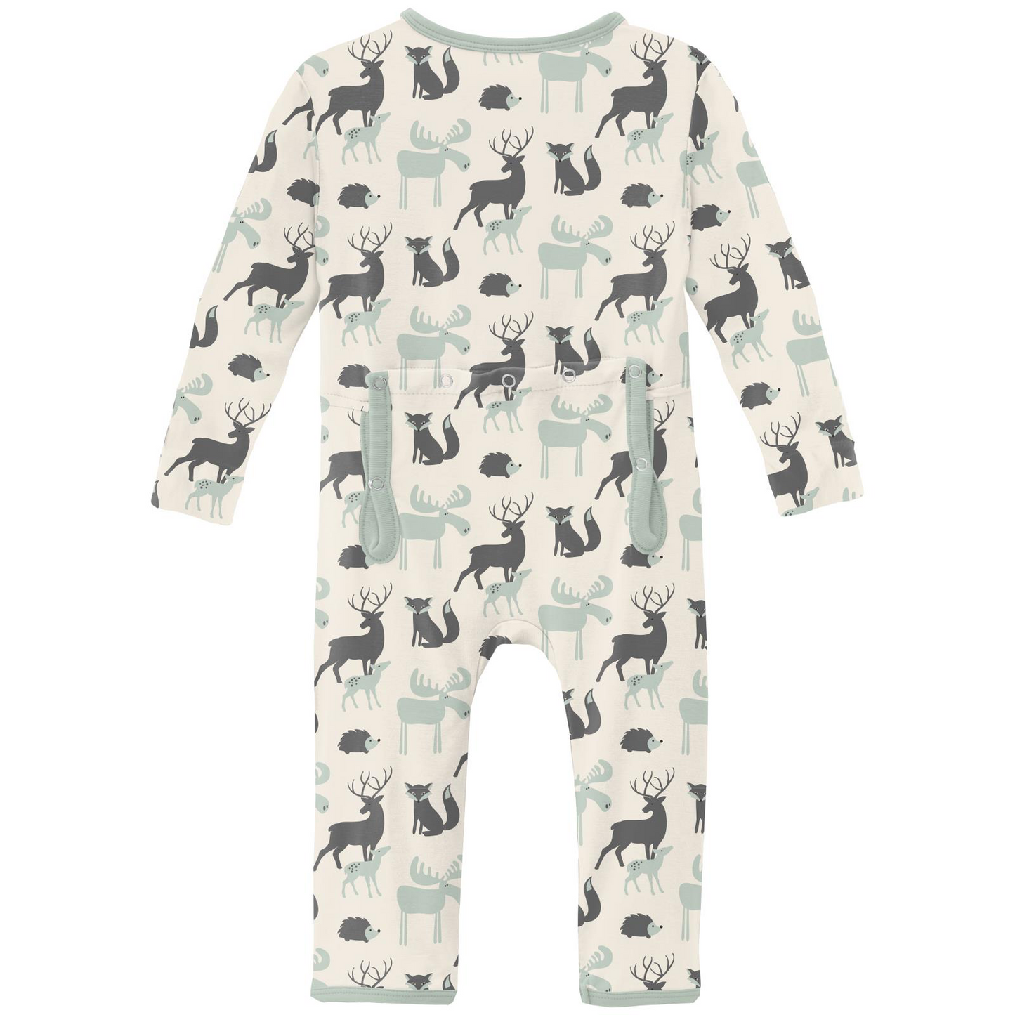 Natural Forest Animals Print Coverall with Zipper