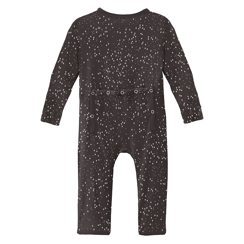 Print Coverall with Zipper in Midnight Constellations
