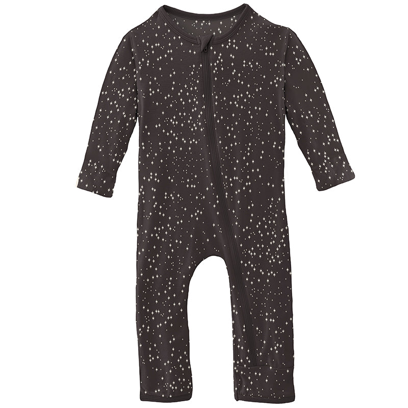 Print Coverall with Zipper in Midnight Constellations