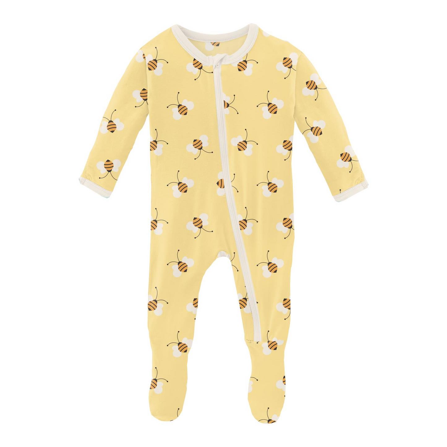 Wallaby Bees Print Footie with Zipper