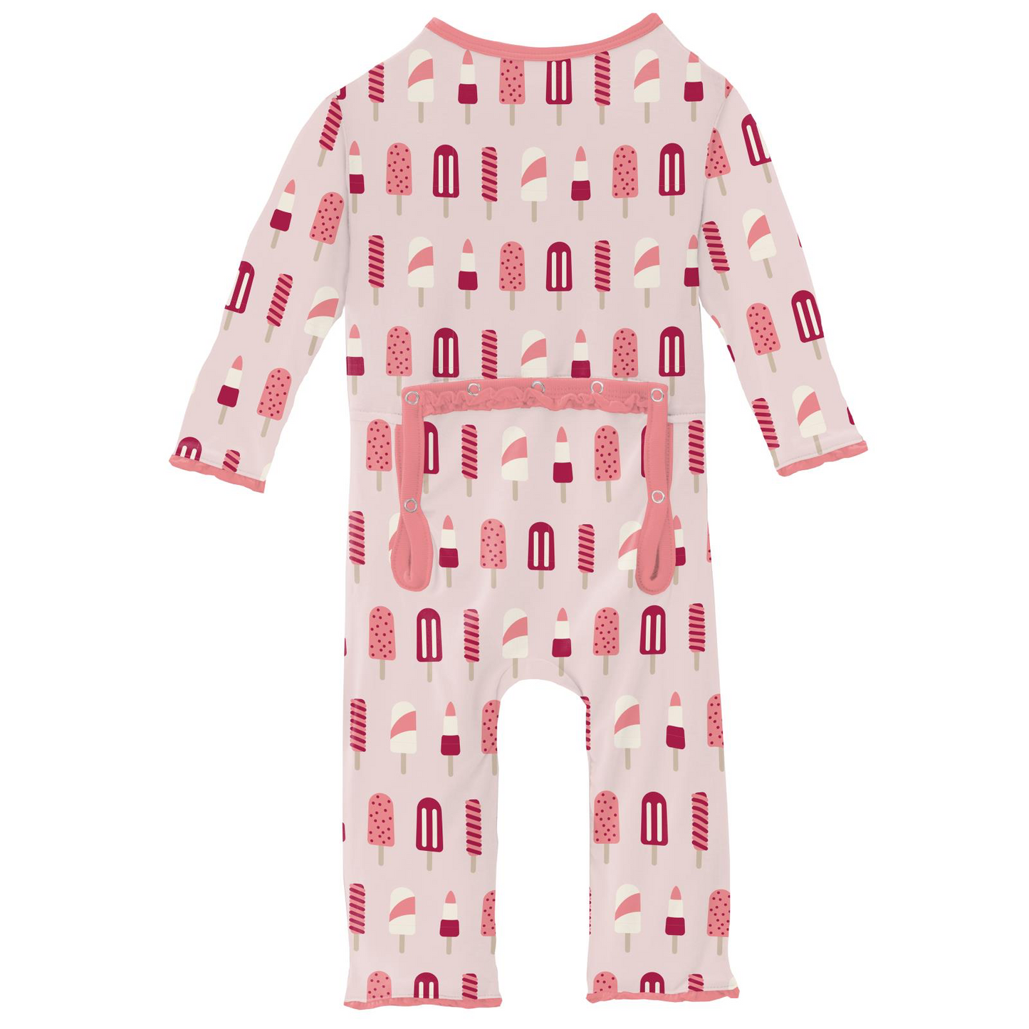 Print Classic Ruffle Coverall with Zipper in Macaroon Popsicles