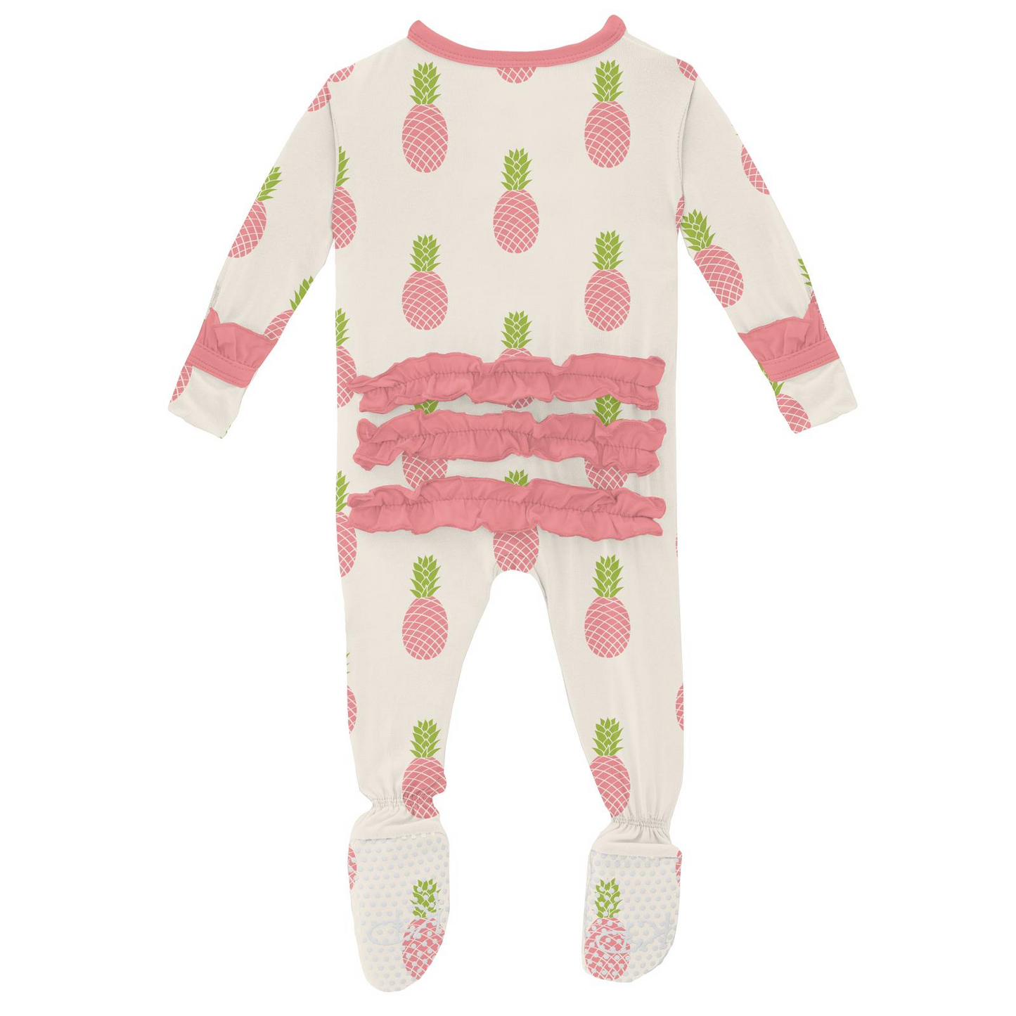 Print Classic Ruffle Footie with Zipper in Strawberry Pineapple