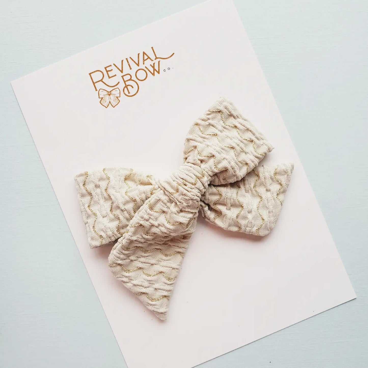 Metallic Textured Cream Large Pinwheel Bow