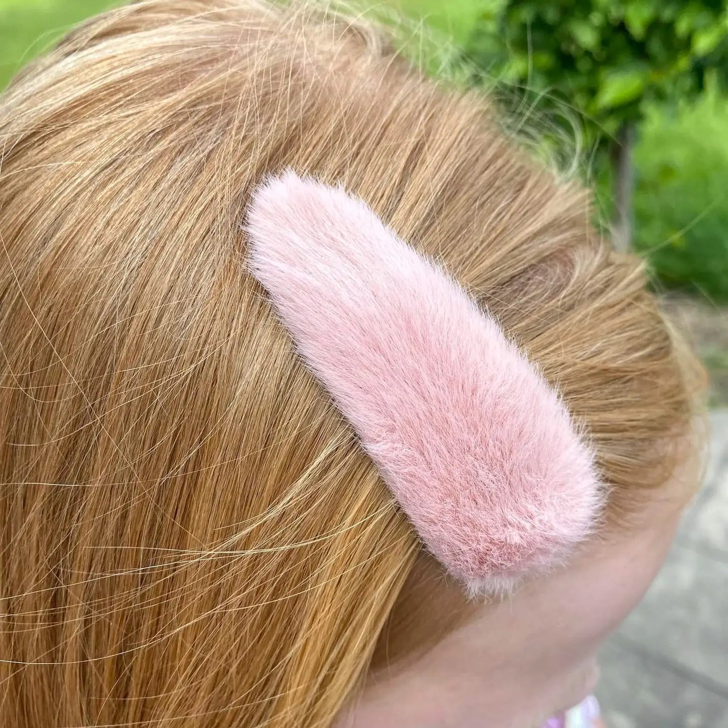 3" Faux Fur Snap Clip - Blush