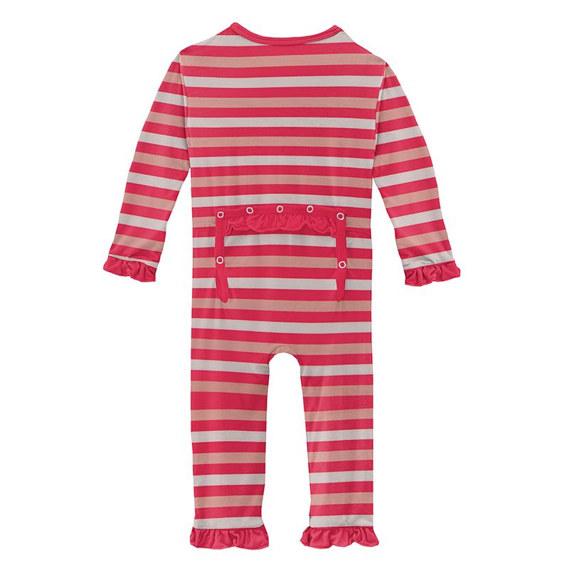 Print Classic Ruffle Coverall with Snaps - Hopscotch Stripe