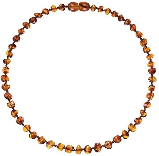 Polished Cognac Amber Teething Necklace 12.5"