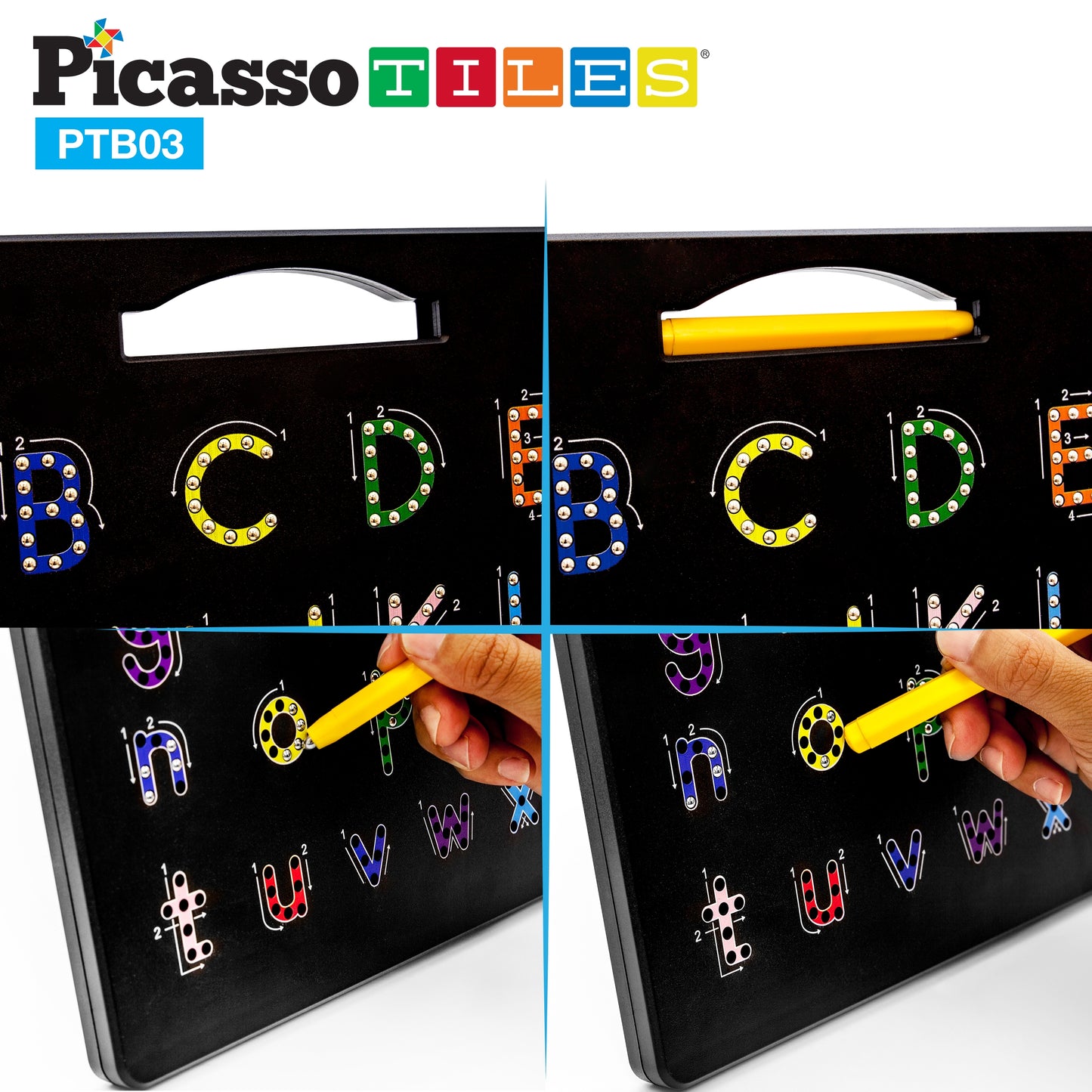 PicassoTiles Upper & Lower-case Alphabet Magnetic Drawing Board