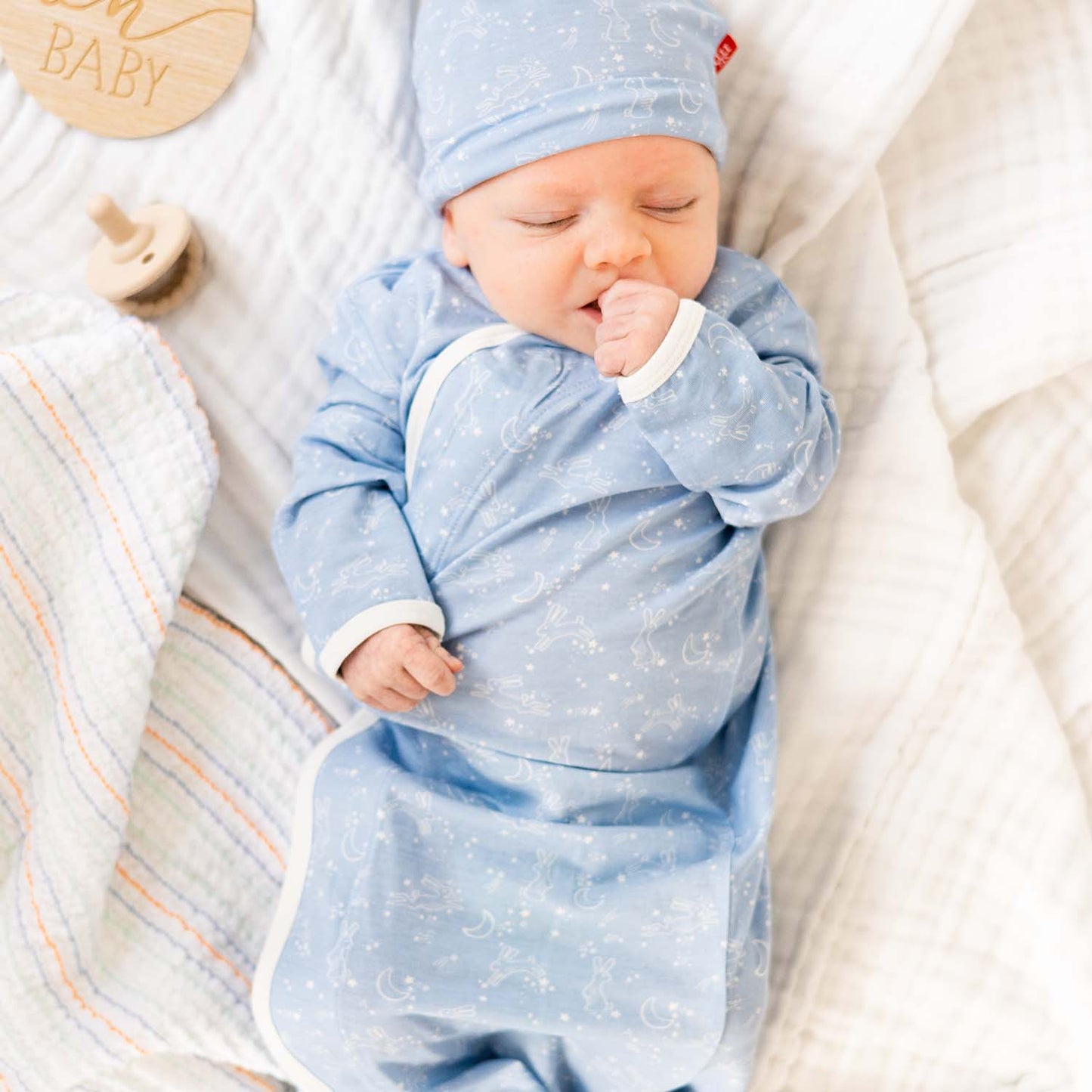 Bunny Moon Modal Magnetic Sack Gown & Hat Set