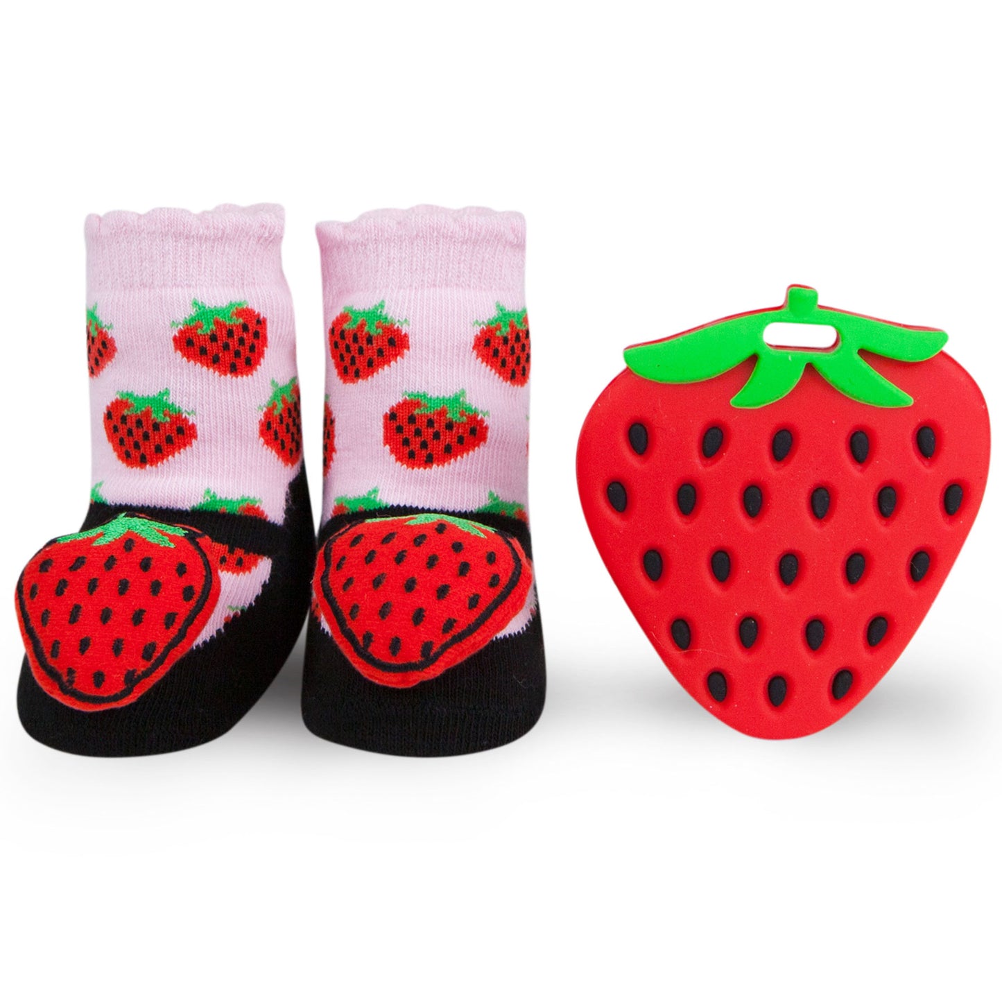 Waddle Socks and Teether Gift Set - Strawberry